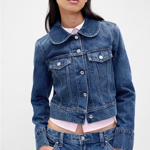 Gap x Sandy Liang Denim Fur Jacket L NWT - Picture 5 of 6